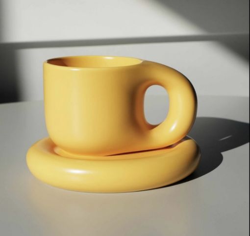 صورة كاسات قهوة حجم كبير ملونة اصفر 